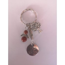 Ezüst vörös jáspis angyalka fa és medáll táskadísz