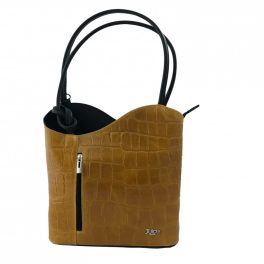   VIOLET okkersárga krokodilbőr mintás Juice Olasz bőr női váll és hátitáska