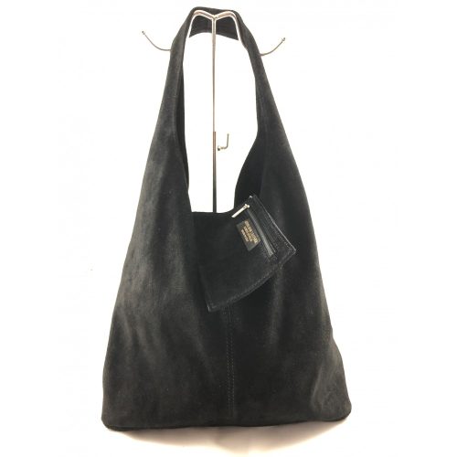 LEORA fekete Olasz bőr női shopper táska
