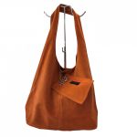 LEORA narancs Olasz velúr bőr női shopper táska