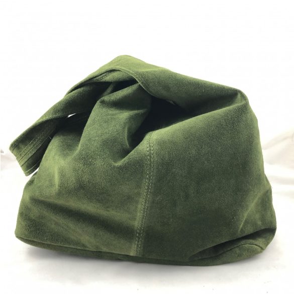 LEORA zöld Olasz velúr bőr női shopper táska