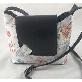 LUCIA virágos fekete Olasz bőr női oldaltáska