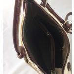 LINA krém és csaubarna Olasz bőr női válltáska