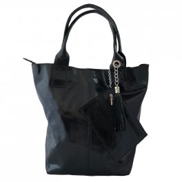 PENELOP fekete Olasz bőr női shopper táska