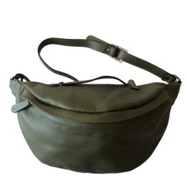 LORA oliva zöld Olasz bőr női övtáska