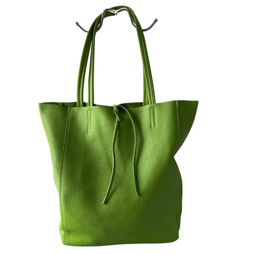NICOLA világos zöld Olasz bőr női kötős shopper táska