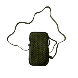 MEA zöld fonott bőr női telefontartó