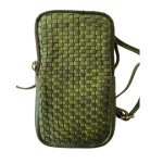 MEA zöld fonott bőr női telefontartó