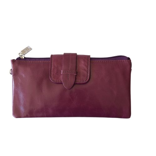 LUNA lila Olasz bőr női boríték táska/pénztárca