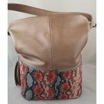 NIA rosé és színes piton mintás Chiara női rostbőr válltáska
