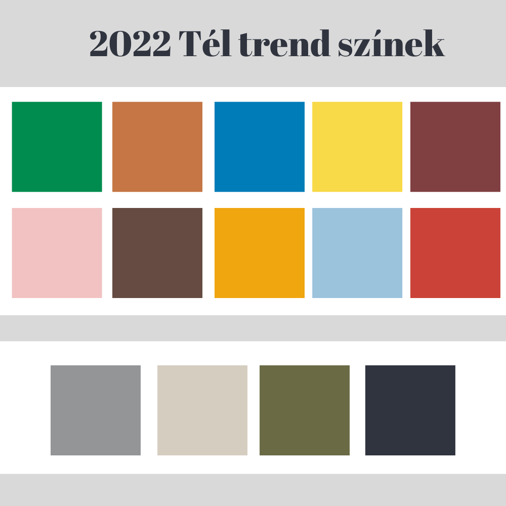 2022 Tél trend színek